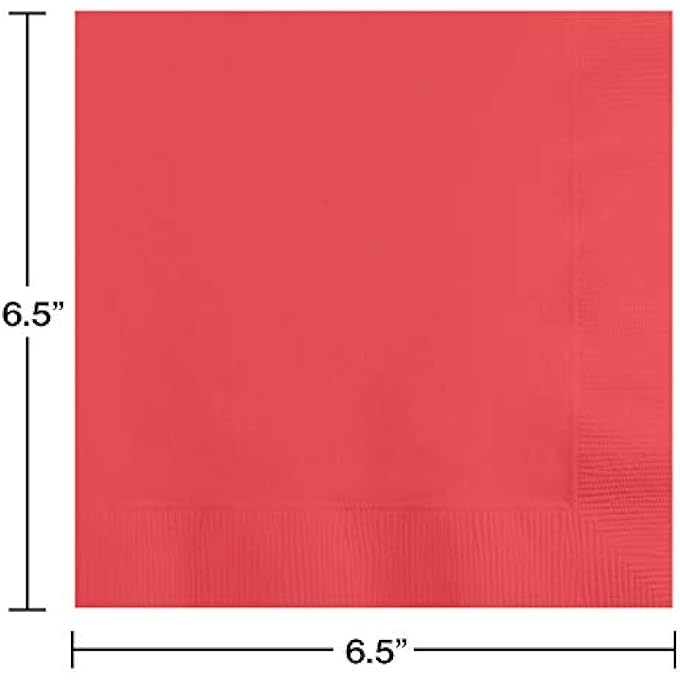 TOUCH OF COLOR LUNCH NAPKINS, 6.5 X 6.5-INCH, CORAL,663146B - Image 2